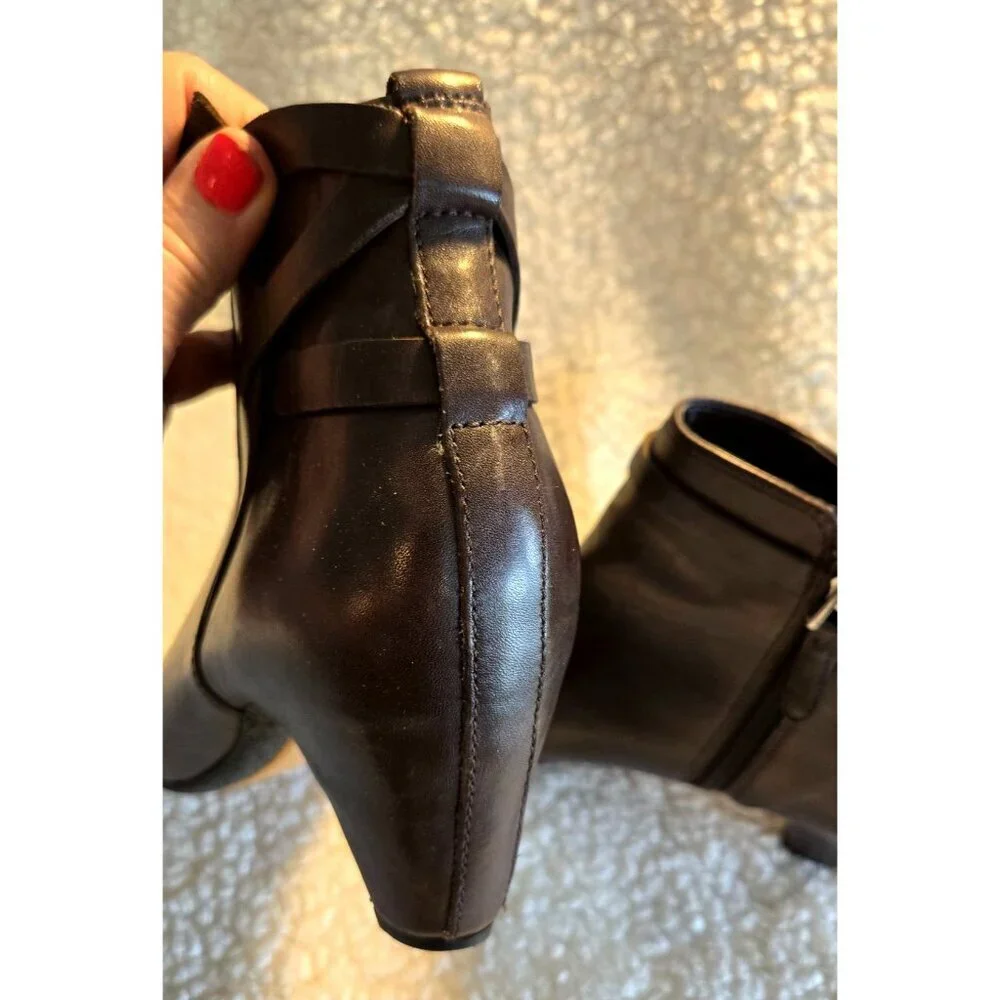 Sam Eldeman Bootie Brown Leather Sz 10M Maddox Espresso Bean Ankle Boots